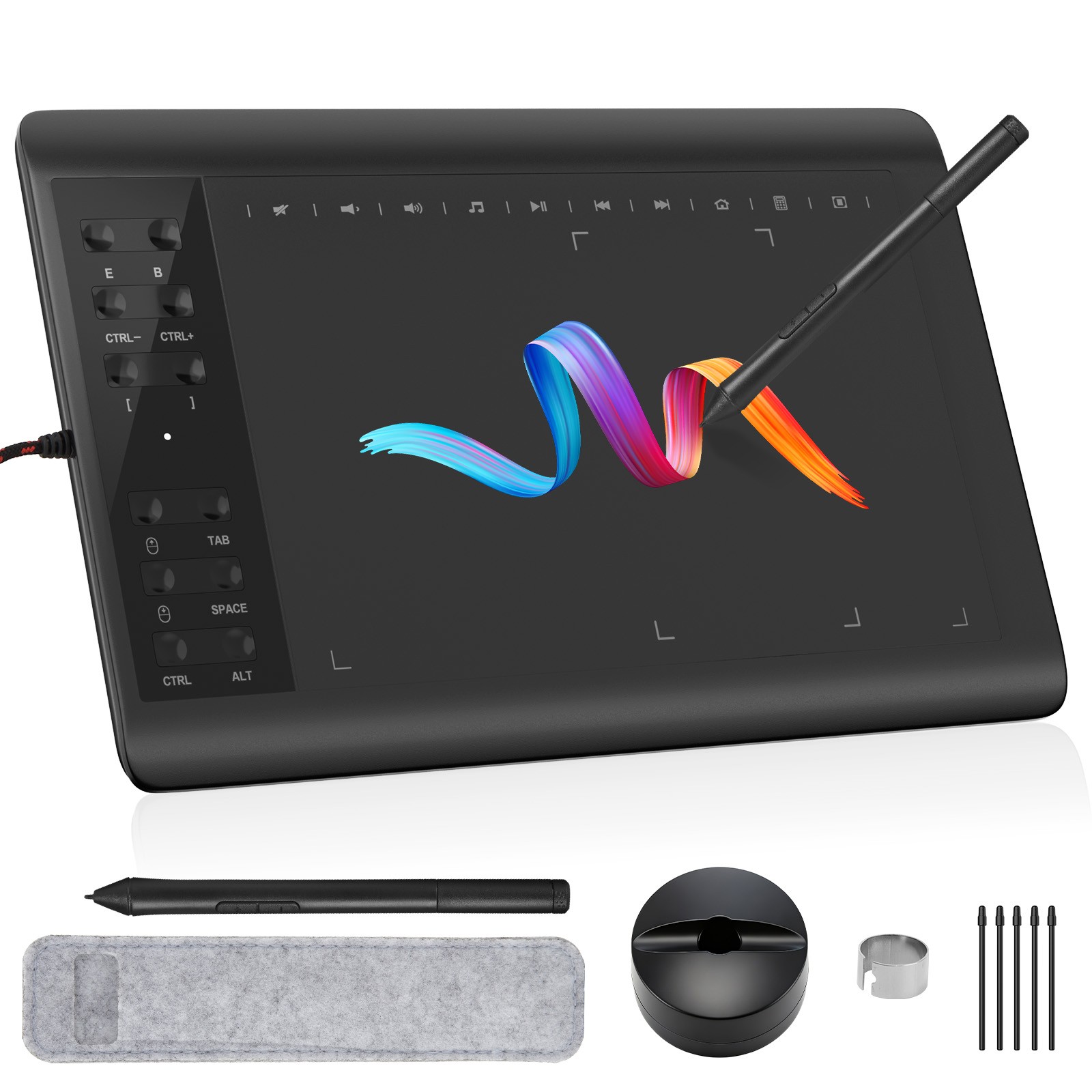 IMAGE Graphics Drawing Tablet 10 x 6 Inch Large Active Area with Pen 12 Hot Keys