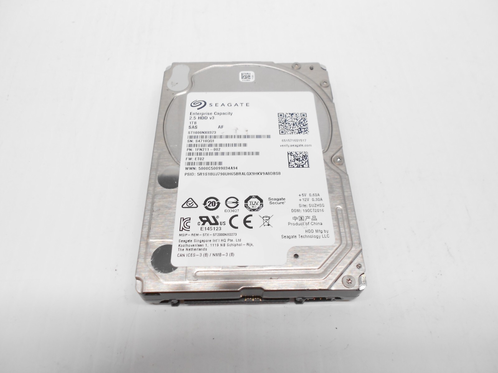 Seagate ST1000NX0453 1TB 7.2K 2.5" SAS 12G 12gbps Server Hard Drive Fits Dell HP
