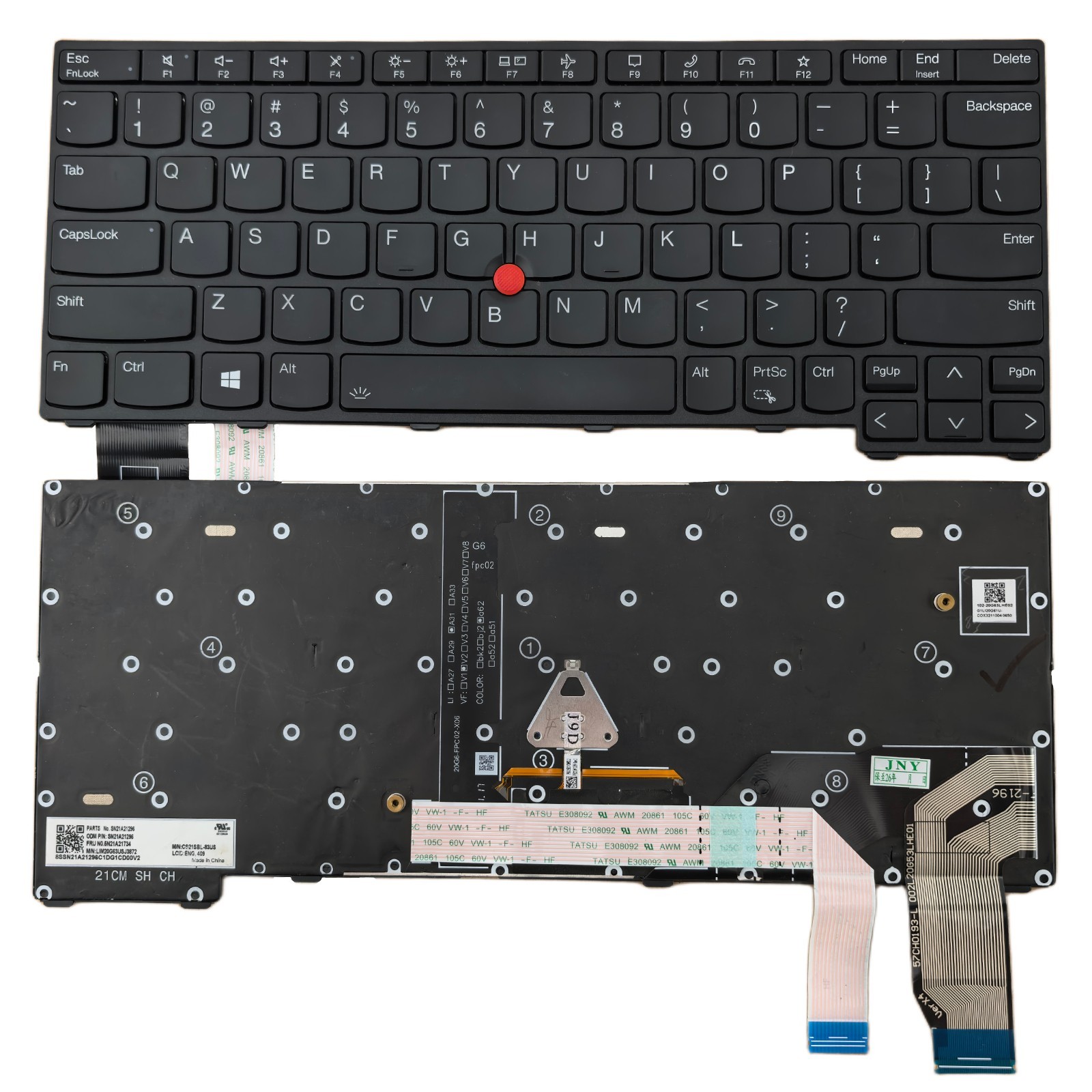 Genuine X13 Gen 2 US Backlit Laptop Keyboard for Lenovo ThinkPad 5N21A21734