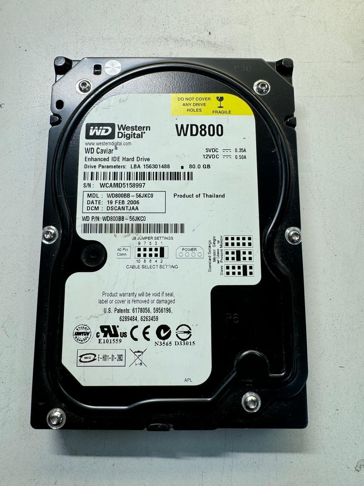 WD WD800BB-56JKC0 80GB 7.2K RPM 2MB CACHE HDD