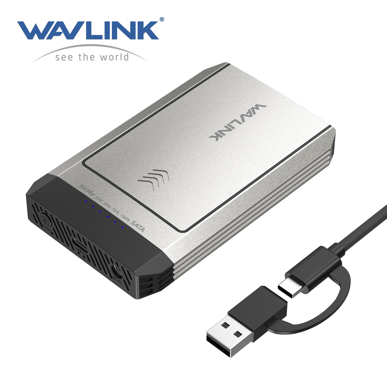 Dual-Bay USB 3.2 M.2 NVME SSD Enclosure 20Gbps for M.2 SSD of M-Key or M+B Key