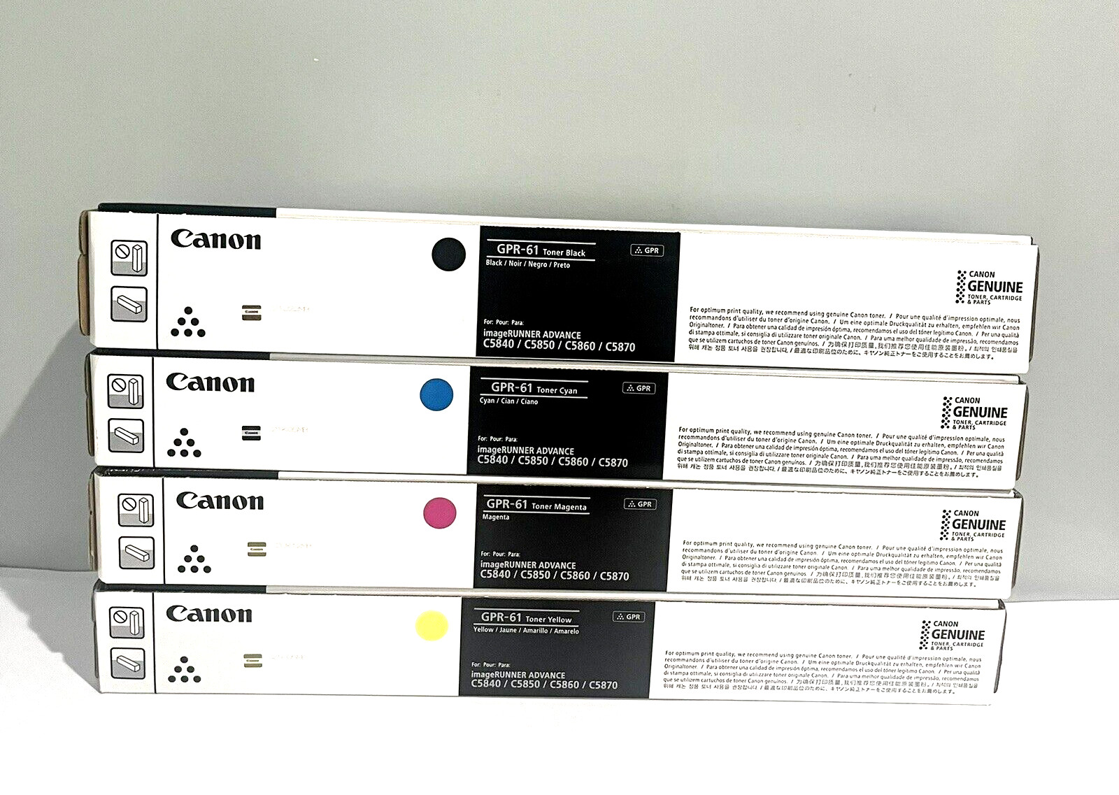 Canon GPR-61 High Yield Complete Toner Cartridge Set KCMY For C5840i Genuine NEW