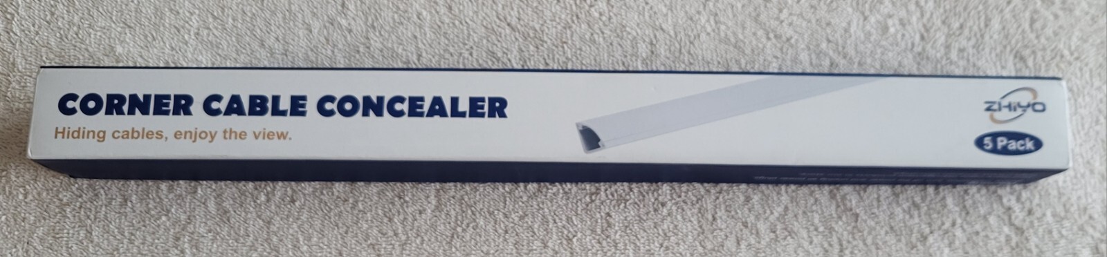 Zhiyo Corner Cable Concealer, White, 5 Pieces/85" Total Length, New