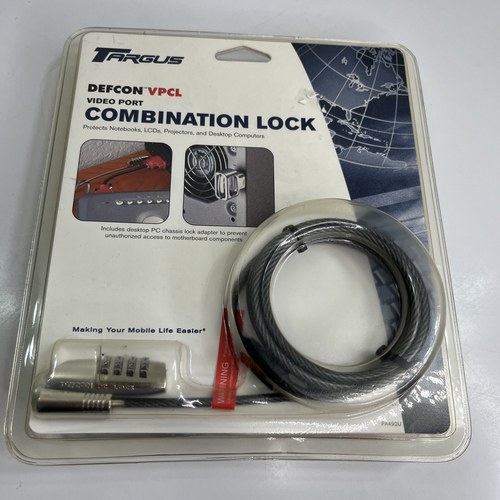 NEW Targus DEFCON VPCL Computer Video Port Combination Lock Safety 6.5 feet long