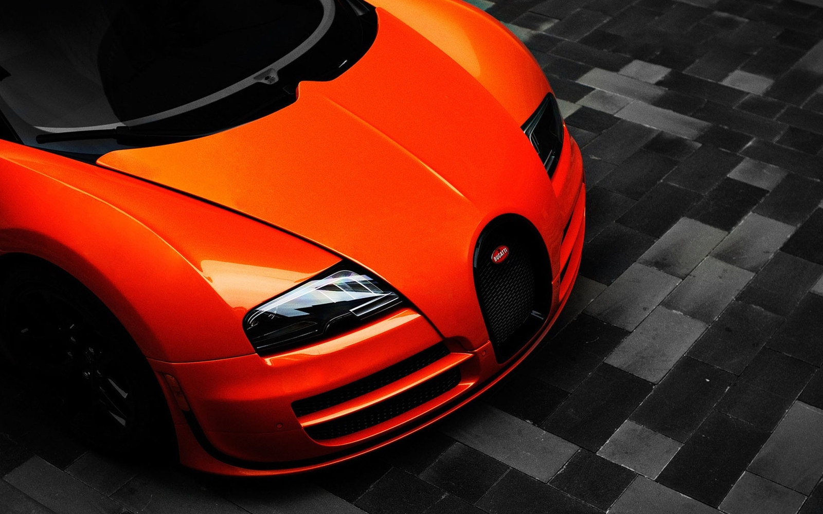 Cars orange bugatti sport Desk Mat Stitched