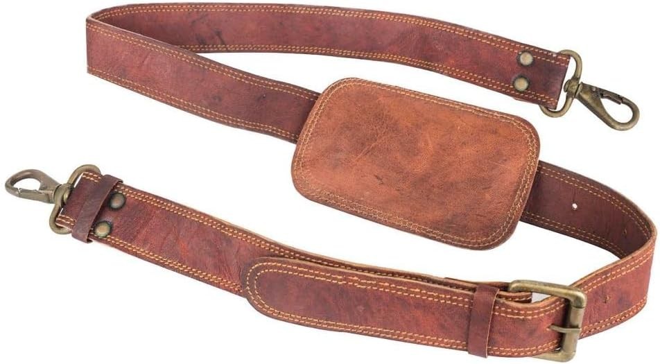 Premium Leather Adjustable Padded Shoulder Strap Metal Swivel Hooks