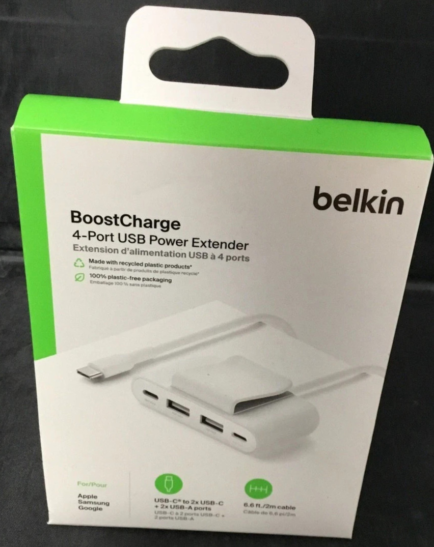 Belkin BoostCharge 4-Port USB Power Extender - Brand New Sealed