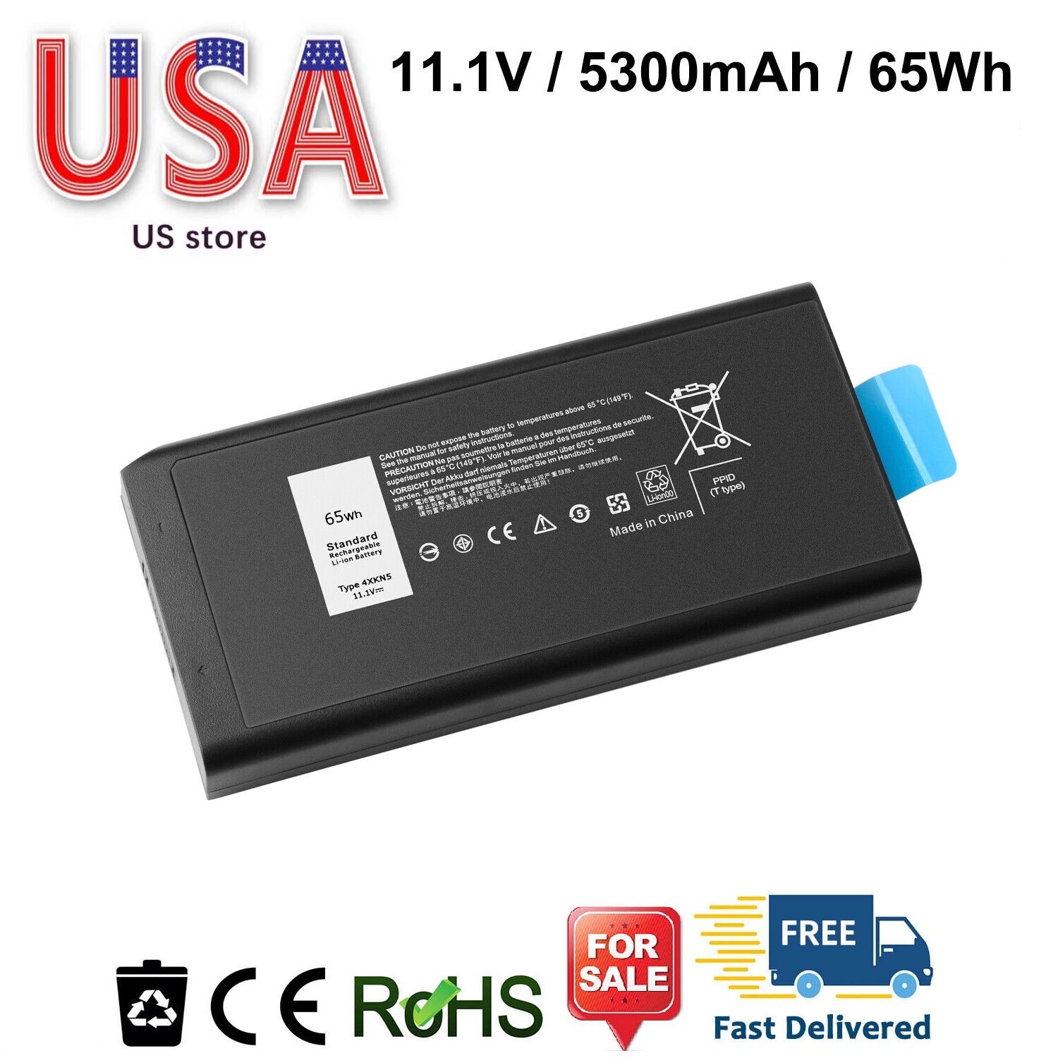 ✅65Wh CJ2K1 Battery for Dell Latitude 5404 7404 5414 7414 Rugged Extreme 4XKN5