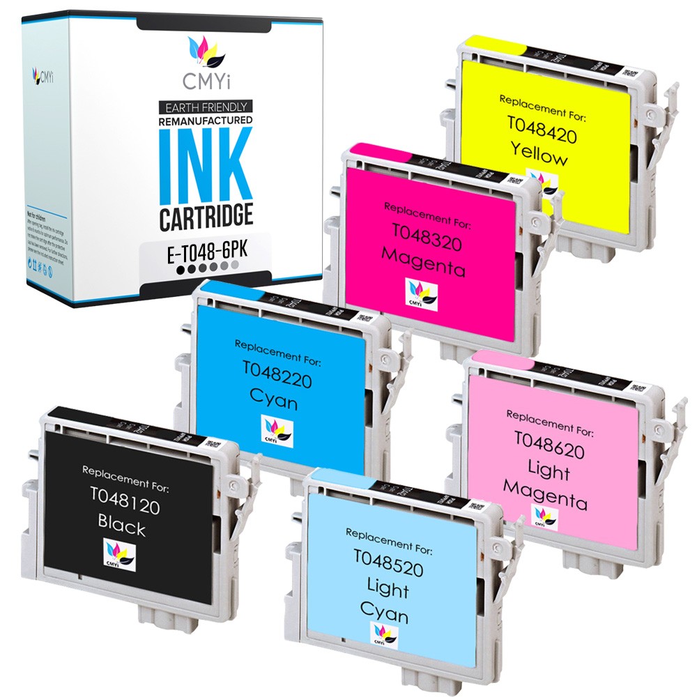 CMYi 6-PK Compatible T048 Ink Cartridges for Epson Stylus Photo R330M R500 RX500