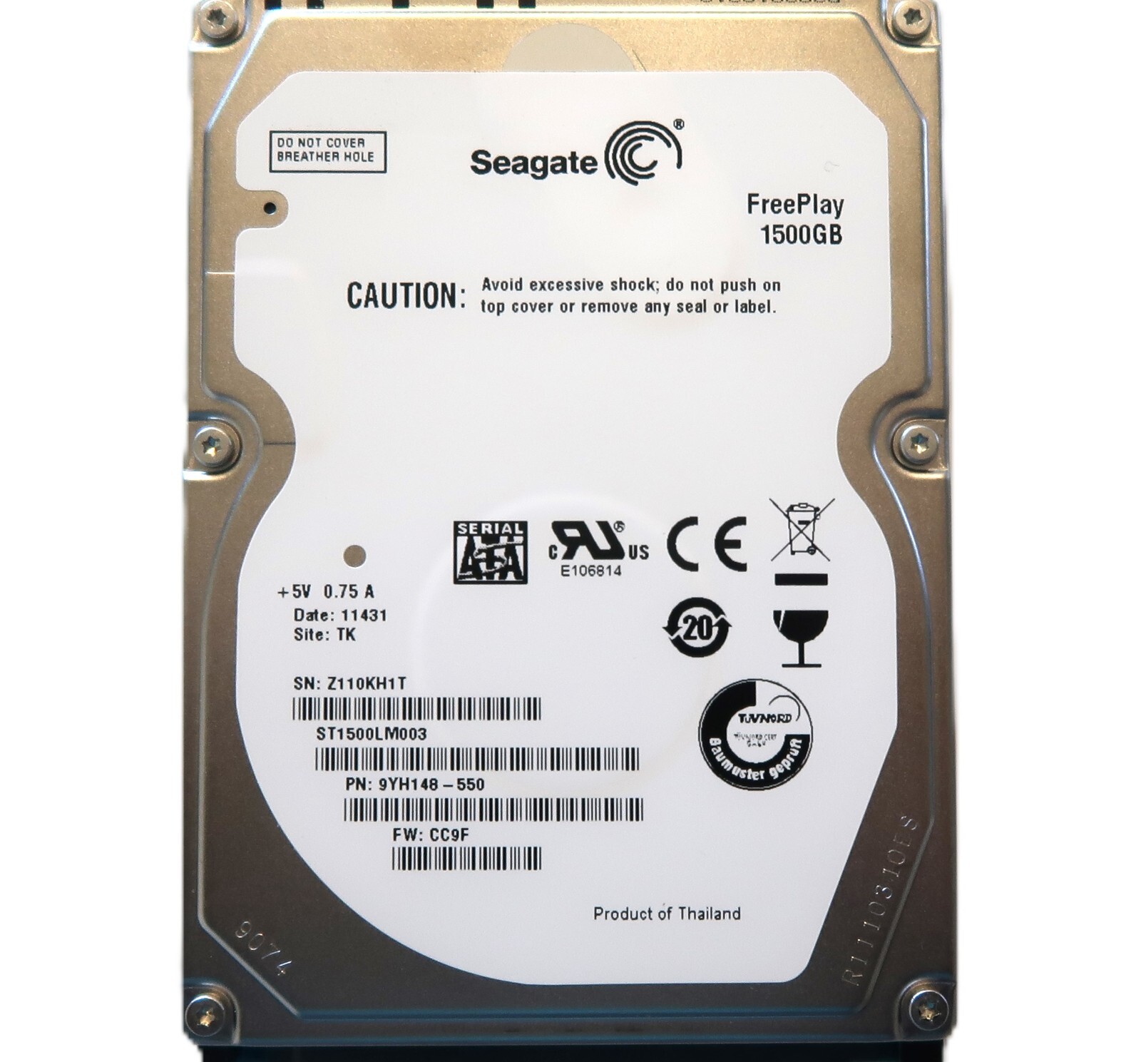 Seagate ST1500LM003 9YH148-550 CC9F (Z110) TK Thailand 2.5" 1.5TB Sata HDD 2011
