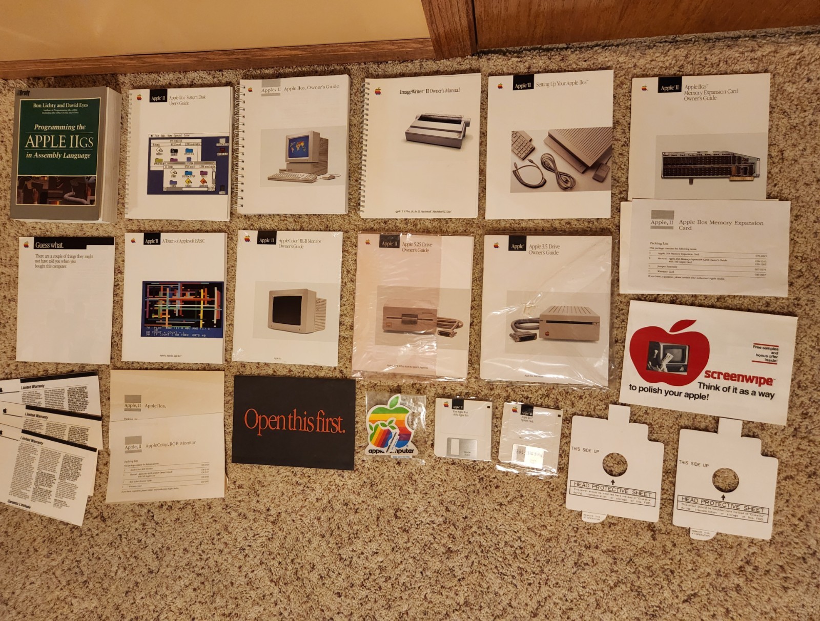 Vintage Apple IIGS Computer Manuals Software Lot -RGB Monitor RAM Disks Stickers
