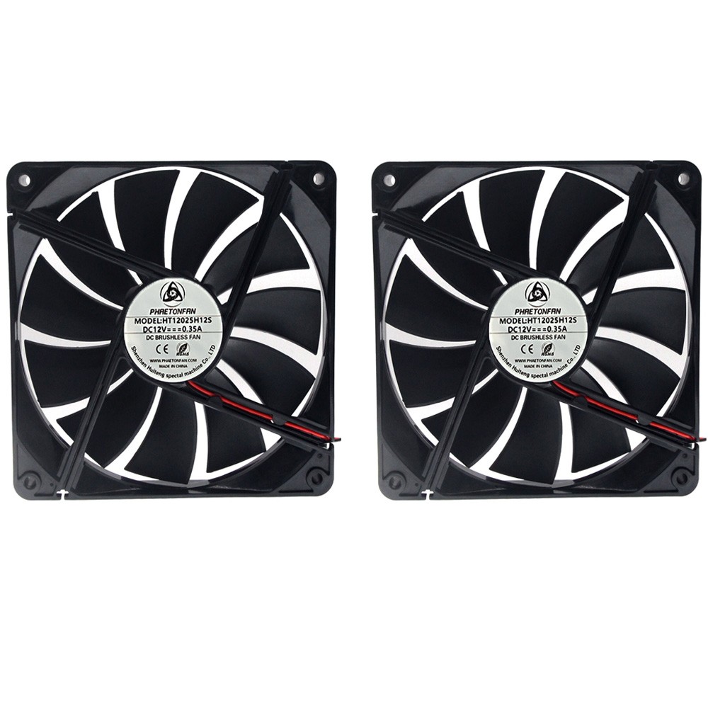 2Pcs Cooling Fan 2-wire For Poweryear HT12025H12S 12V 0.35A 12CM 12025