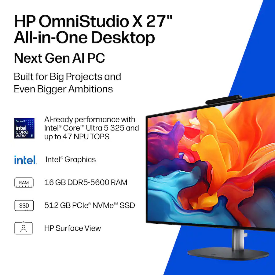 HP - OmniStudio X 27" QHD All-in-One - Intel Core Ultra 5 325 - 512GB SSD