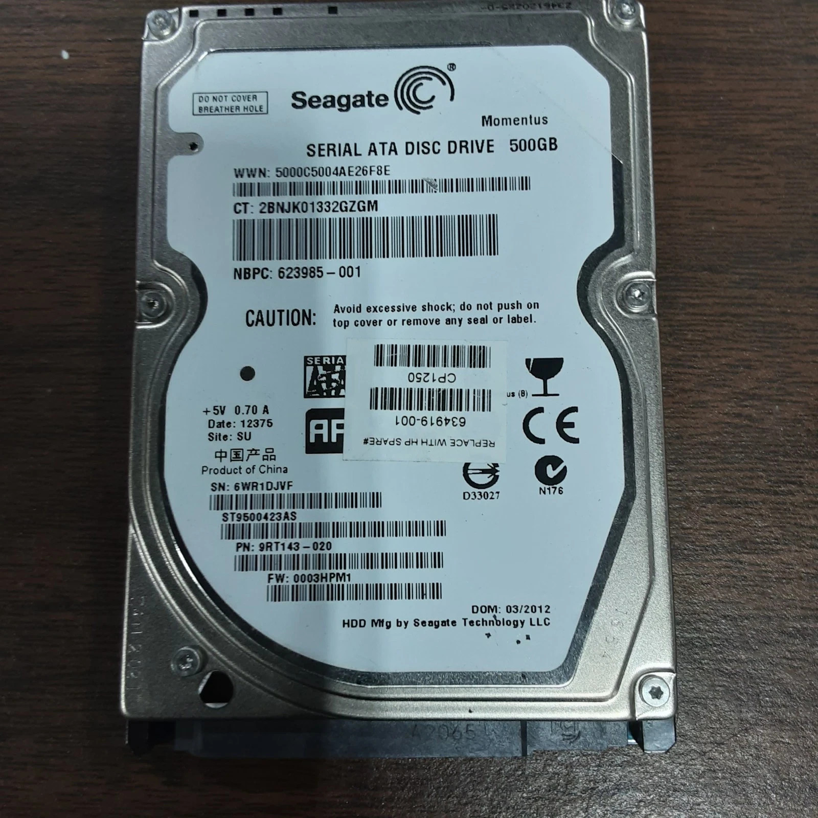 Seagate Momentus 500GB 2.5" SATA II 7200RPM HDD