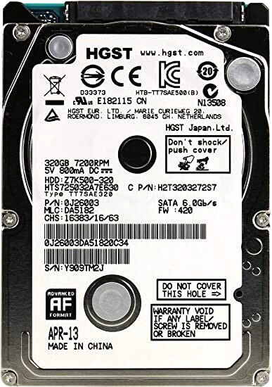 HGST Travelstar 2.5-Inch 320GB 7200RPM SATA III 32MB SATA IBM Lenovo 02J6003 229