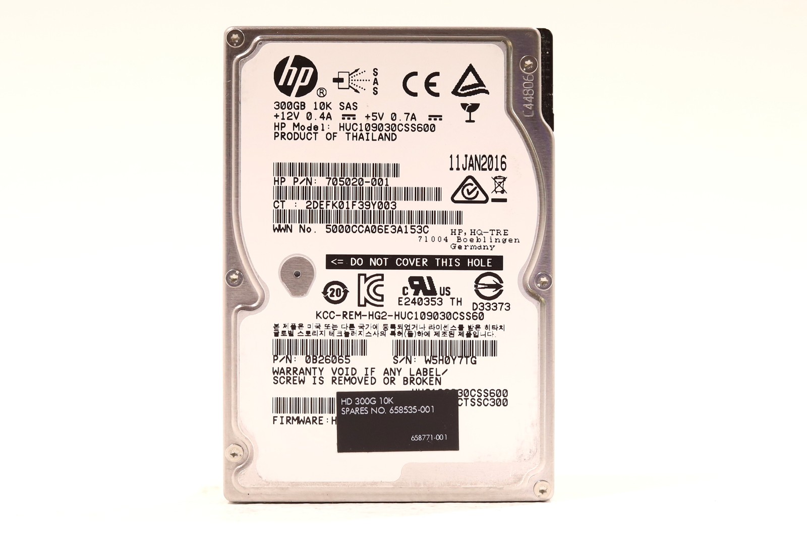 HP HUC109030CSS60 300GB 2.5" 6Gb/s 64MB 10K RPM SAS Hard Drive P/N: 658535-001