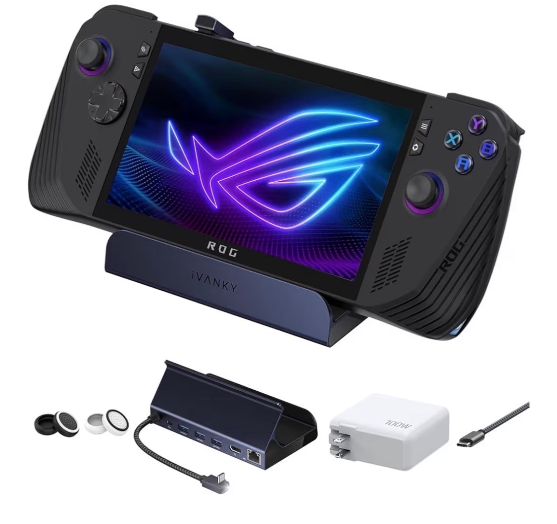 Legion Go/ROG Ally X/ROG Ally/Steam Deck Dock with 100W PD Charger, 8-in-1 Hub D