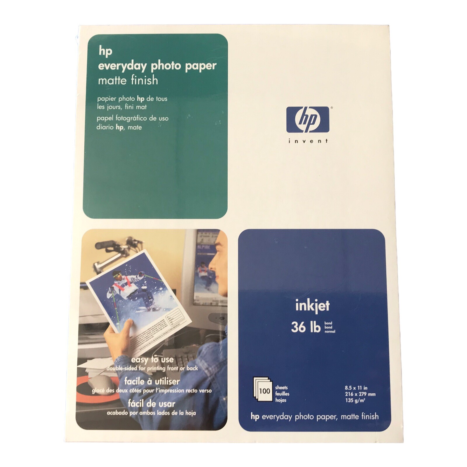 HP Invent Matte Inkjet Photo Paper 8.5" x 11" 36 lb 100/Pack C7007A New Sealed