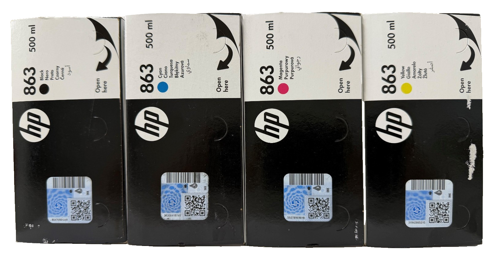 New Genuine HP 863 Black Color 4PK Ink Cartridge Box PageWide XL 3920 500ml