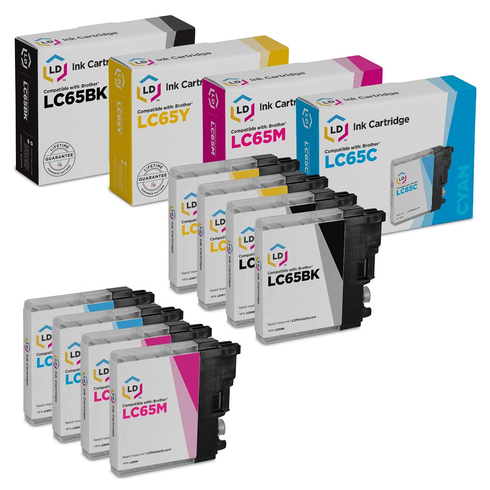 LD Comp Brother LC65 8pk HY LC65BK LC65C LC65M LC65Y 5890 5895 6490 6890