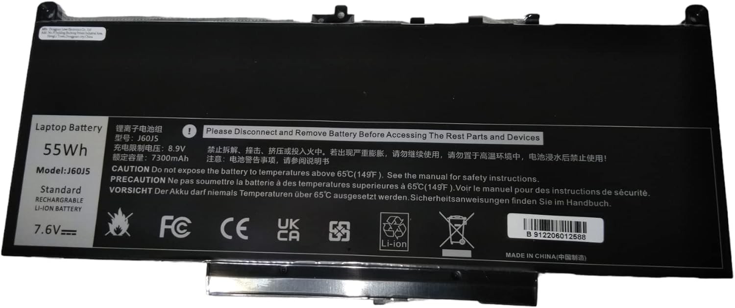 7.6V 55Wh MC34Y J60J5 242WD 1W2Y2 GG4FM WYWJ2 Replacement Laptop Battery
