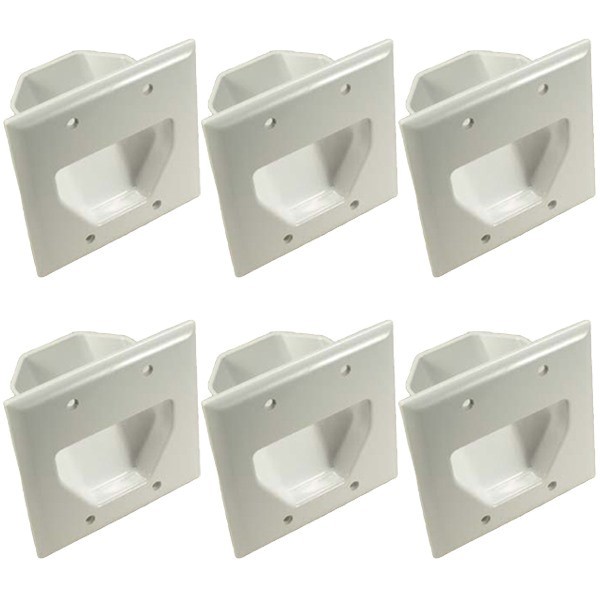6x 2-Gang Recessed Low Voltage Wall Plate AV HDMI Cable Cord Feed Through White