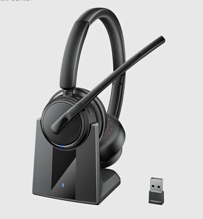Mopchnic DH18 Wireless Bluetooth Headset USB Dongle Boom Mic Noise Cancel Black