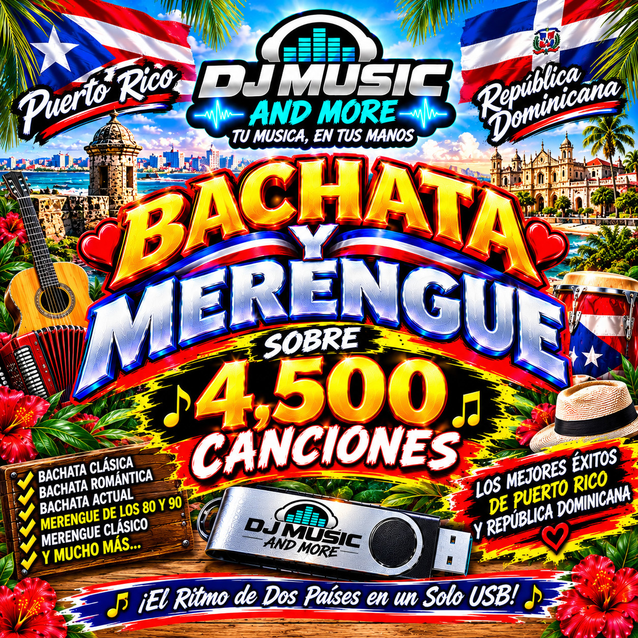 MUSICA DE BACHATAS Y MERENGUES CLASICOS PARA DJ's Y FIESTAS 32GB DE MEMORIA