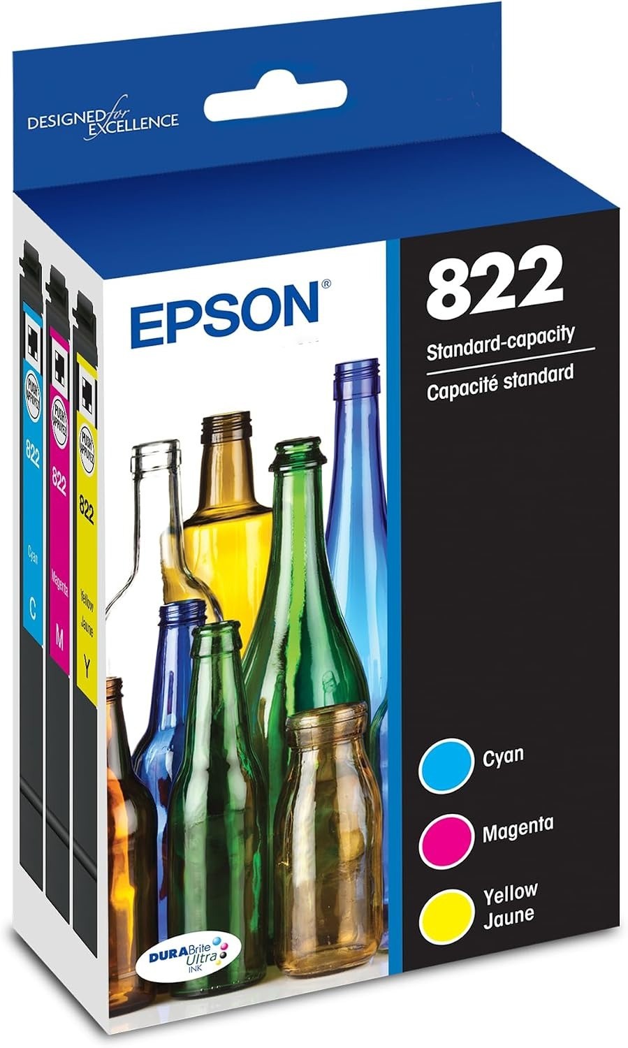 Epson 822 T822520-S Genuine Ink CMY 3-Pack WF-3820 WF-4830 