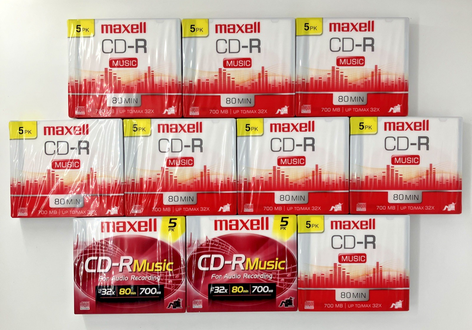 Maxell 10X 5PK CD-R Music Audio Recording 32x 80 Min 700 MB Compact Disc NEW