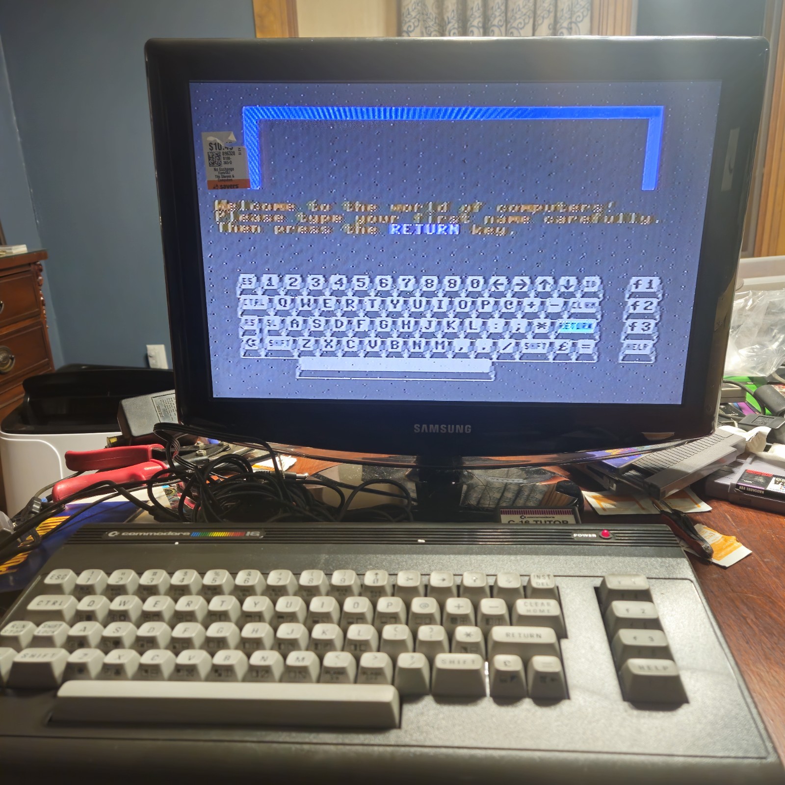 Commodore 16 C16 Computer Matching Serial Box Tutor Cartridge Tested Workong