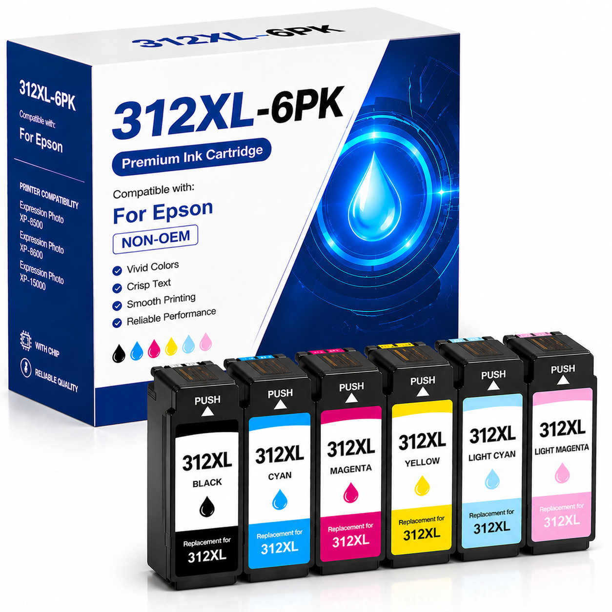 312XL Compatible Ink Combo 6 Pack High Capacity T312XL Ink Cartridge Replacement