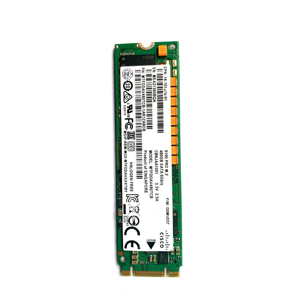 6pcs 480GB Micron M.2 SSD 5100 PRO SAT NAS 6Gb/s Solid State Drive
