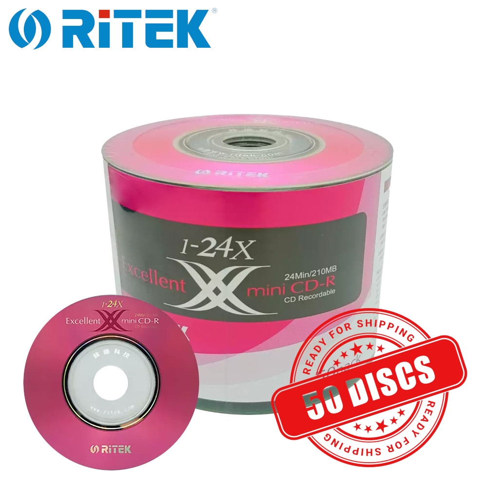 Ritek Mini CD-R 24x 8cm 210 MB Blank CD Recordable Discs 210MB - 50 Discs
