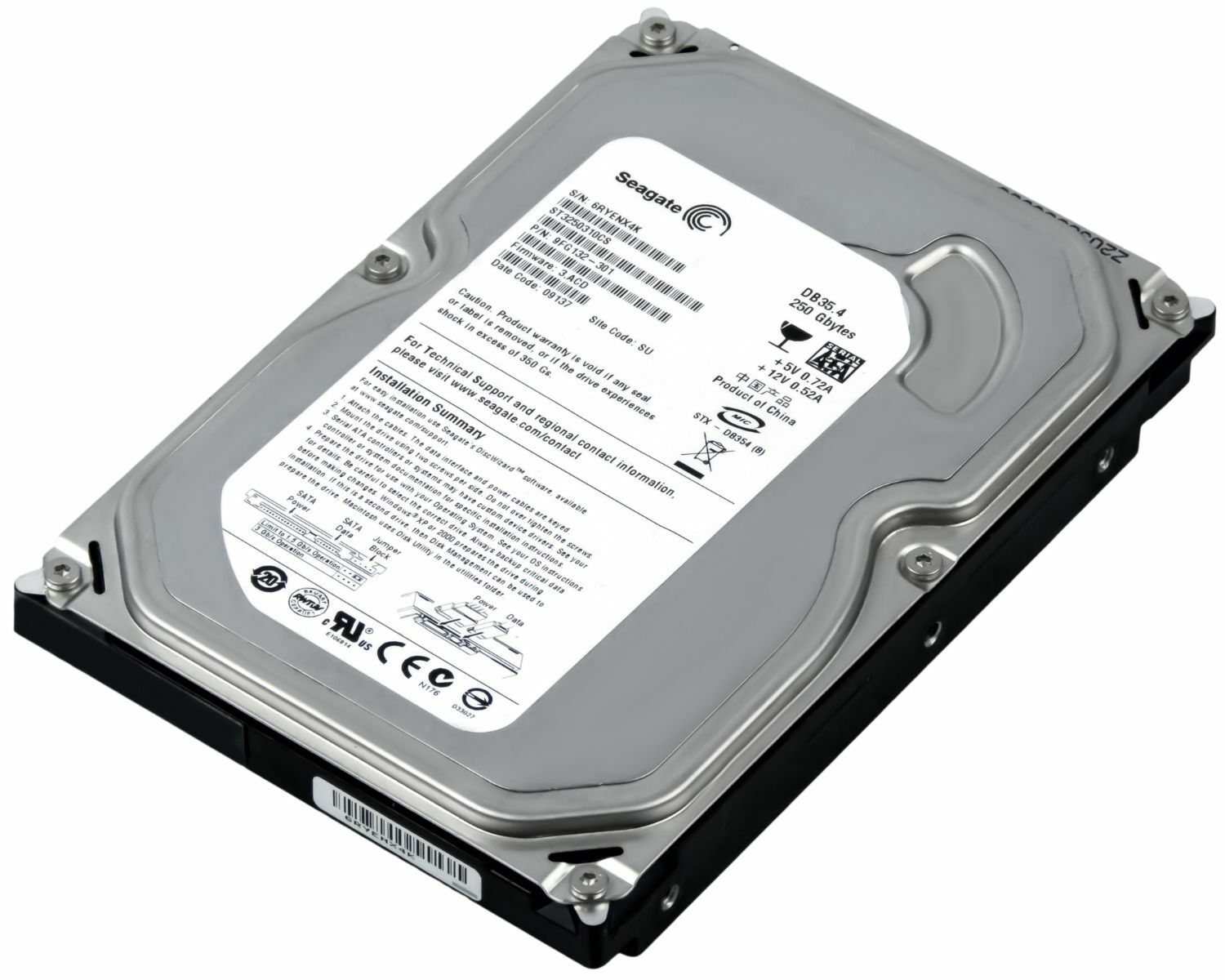 HARD DRIVE SEAGATE DB35.4 ST3250310CS 250GB 7.2K 8MB SATA II 3.5''