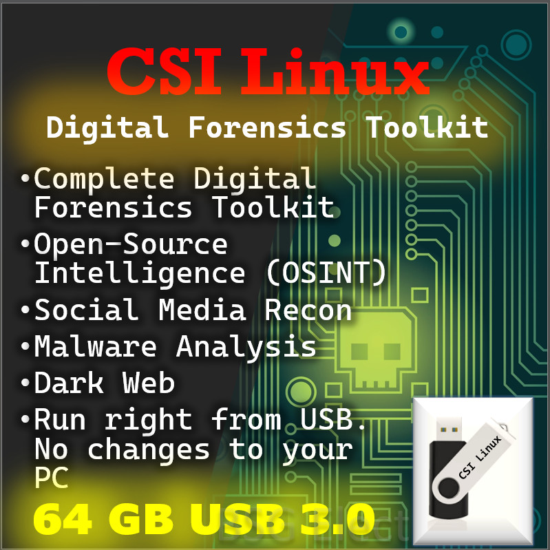 CSI Linux - Digital Forensics Intelligence OSNIT Social Media Recon USB 64GB 3.0