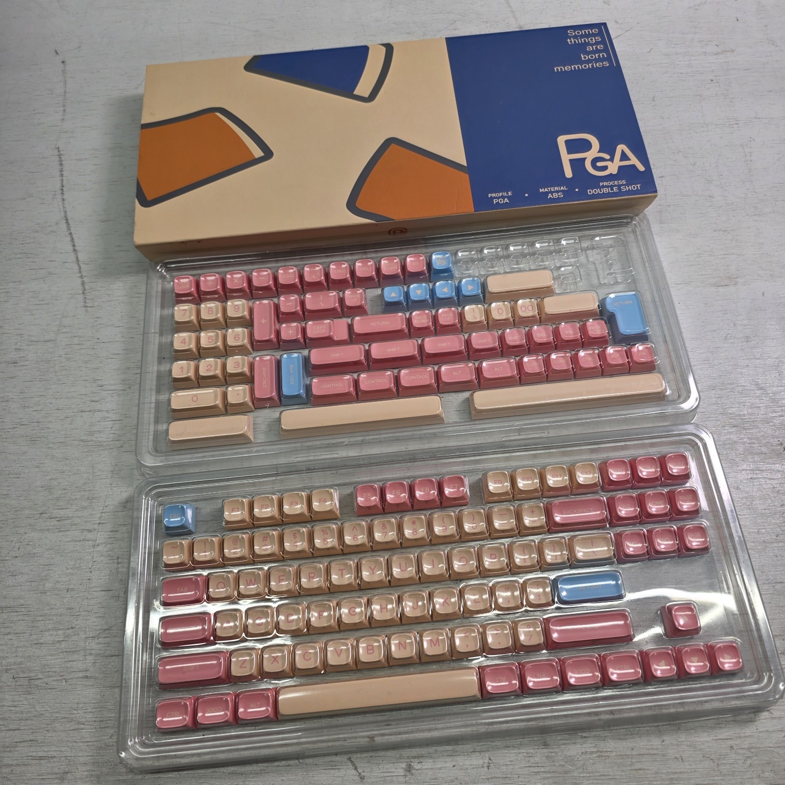 PGA Profile ABS Double Shot Mechanical Keyboard Keycap Set Pink Beige Blue NOB