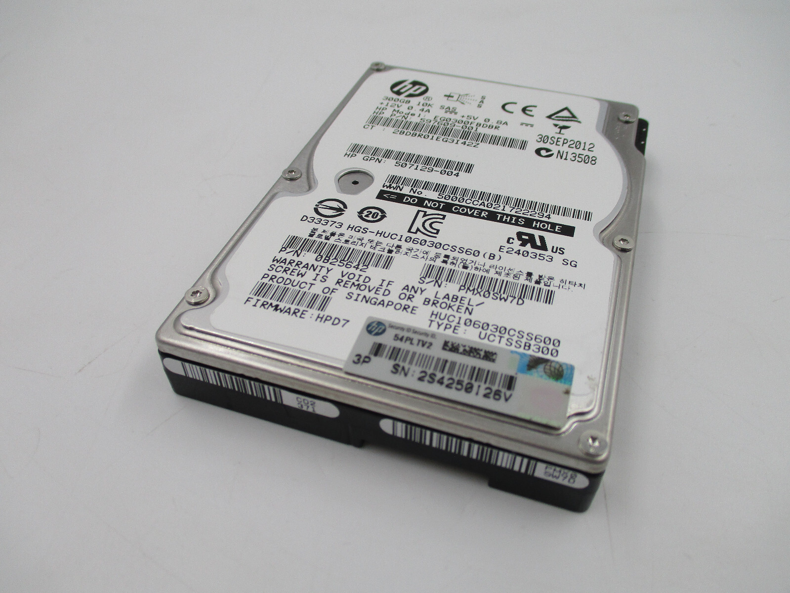 HP EG0300FBDBR 300GB  2.5" 6Gbps 10k RPM SAS Drive P/N:597609-001 Tested Working