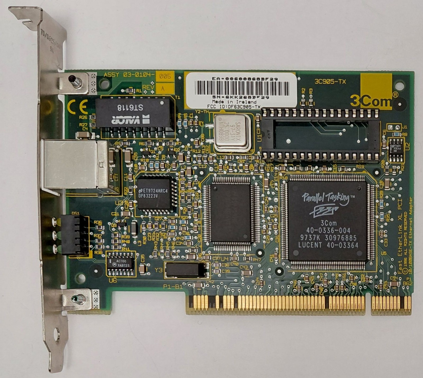 3COM EtherLink 10/100 XL PCI 3C905-TX Network Card (RJ45, Retro, 1997)