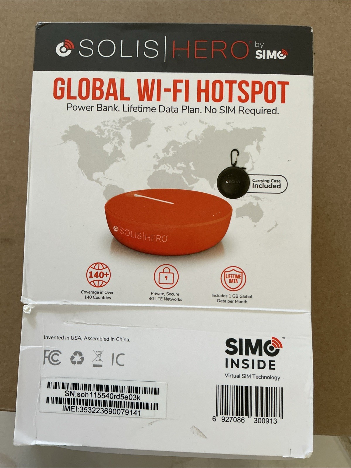 SIMO - Solis Hero Hotspot & Power Bank - Multi-Carrier, WiFi in 140+ Countrie...