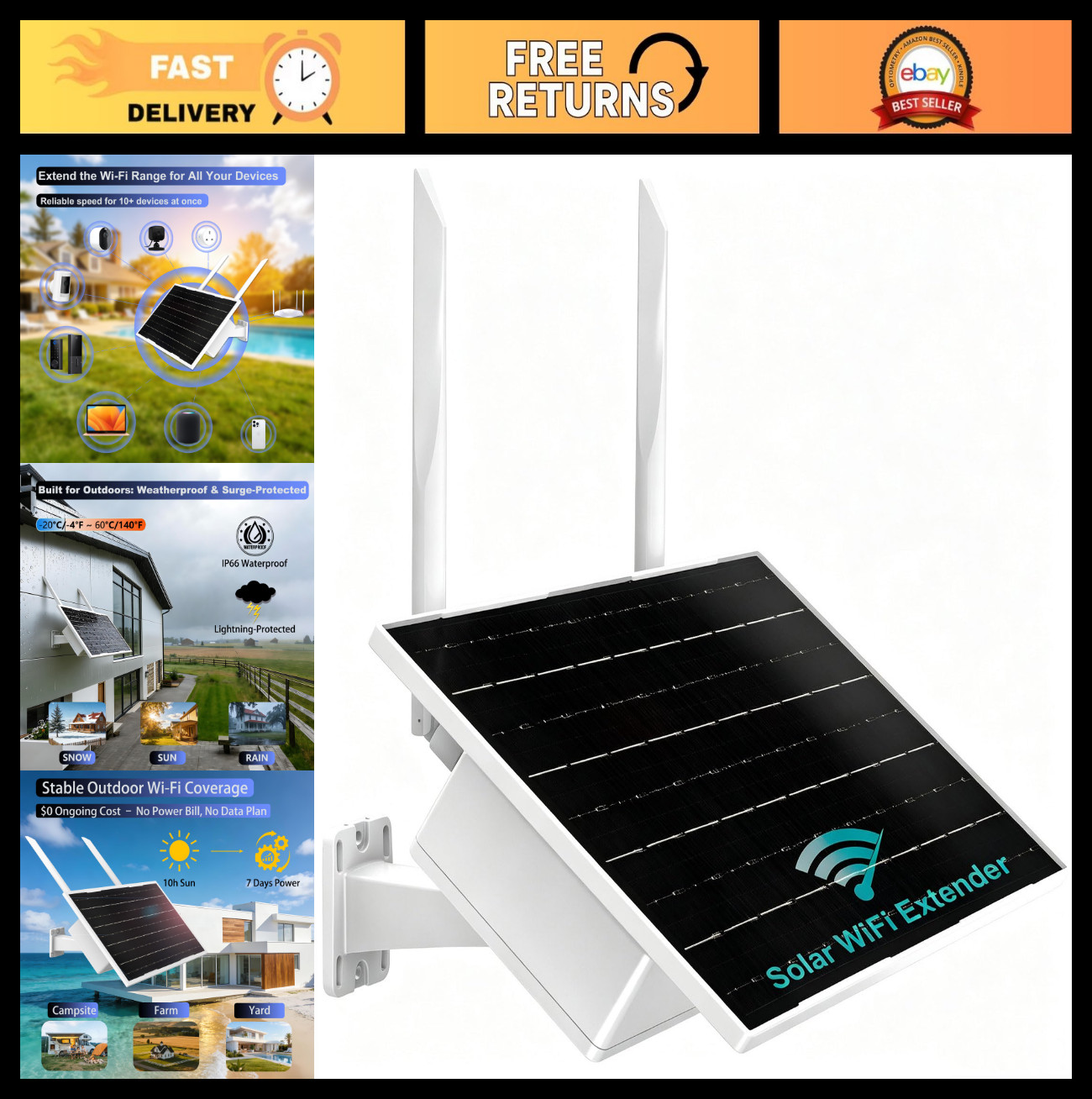 Solar Powered Outdoor WiFi Extender, Signal Booster & Amplifier for Stronger Con