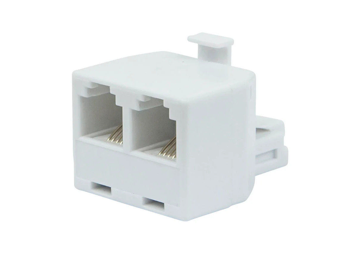 Monoprice RJ11 6P4C Modular T-Adapter Male to 2x Female, Straight, White