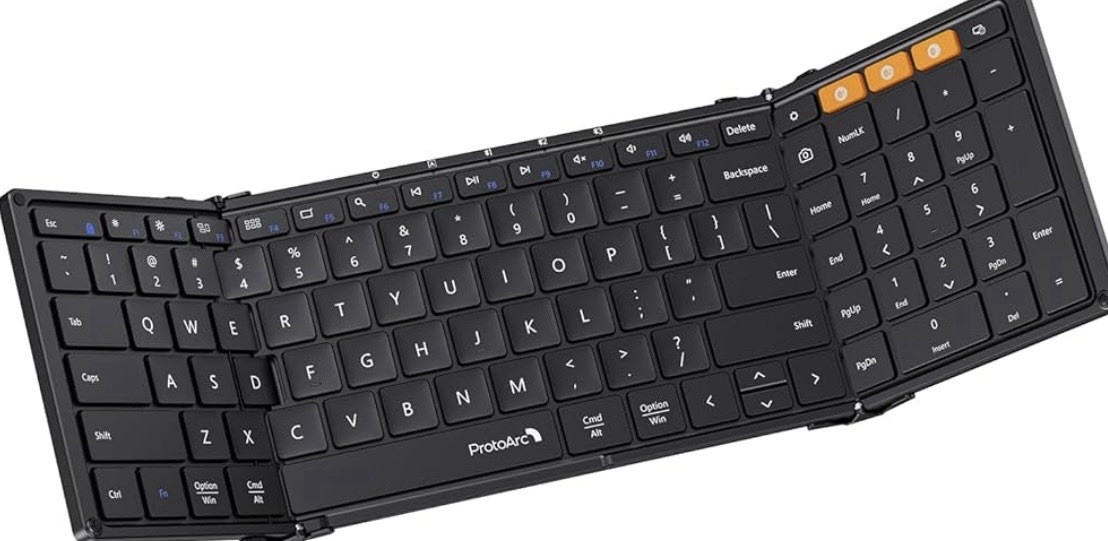 ProtoArc Foldable Bluetooth Keyboard, XK01 Full-Size Portable Wireless Keyboard