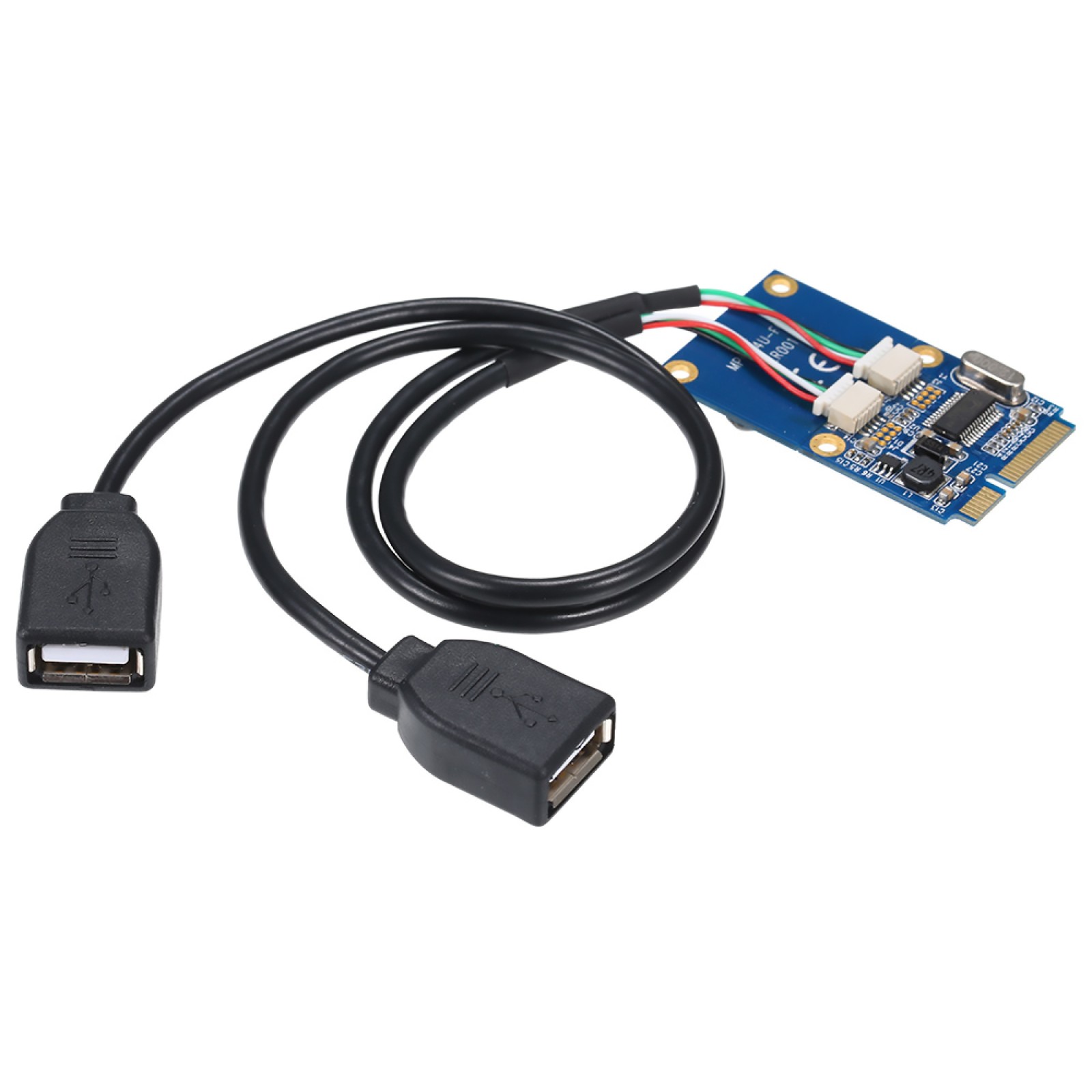 1Pcs Mini PCI-E PCI Express to 5 Pin Dual USB 2.0 Adapter Riser Expansion Card n