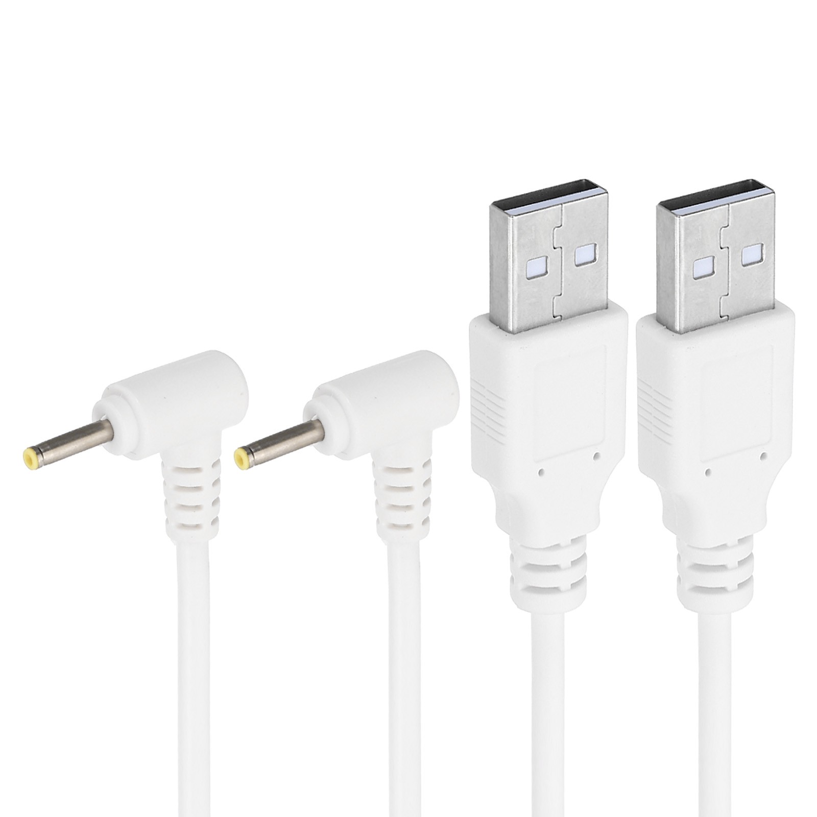 2 Pcs USB to DC 5.5x2.5mm Barrel Jack Power Charger Connector Cables, White