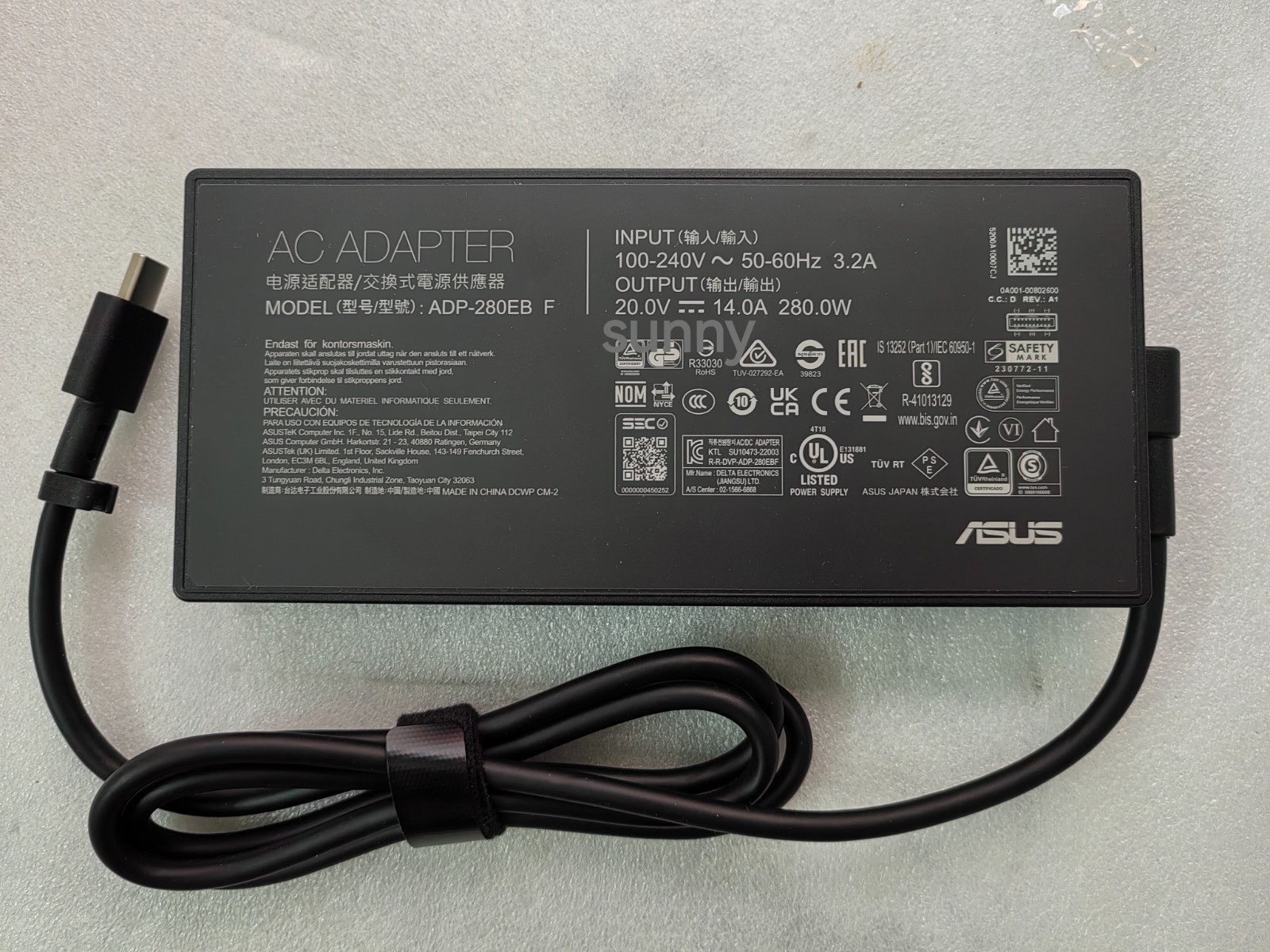 For ASUS ROG Zephyrus G14(2026) GU405 Rectangle Conn 280W 20V14A ADP-280EB F OEM