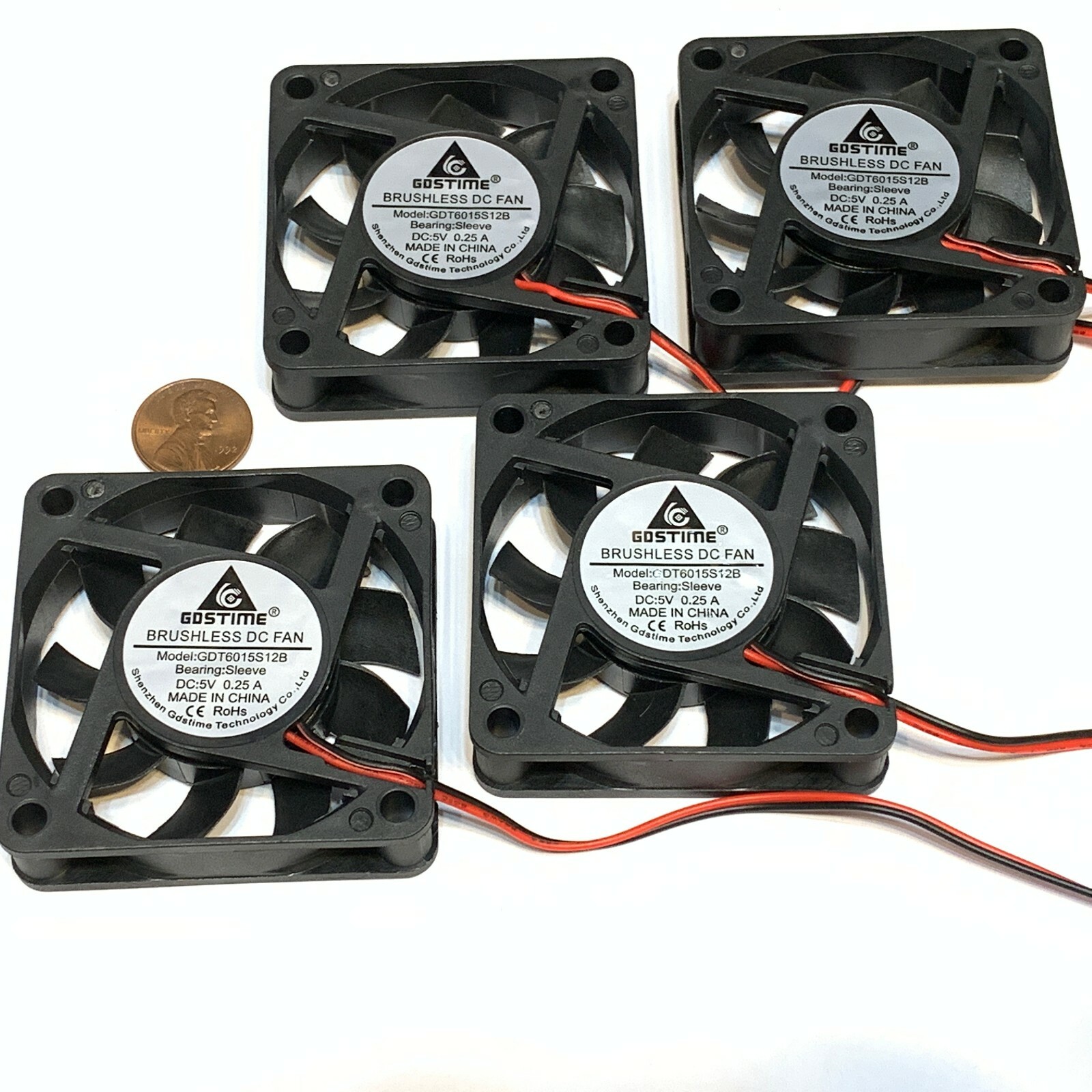 4 Piece DC Brushless Cooling Fan 5V 60mm x 15mm 2Pin Computer Heatsink 6015 A45