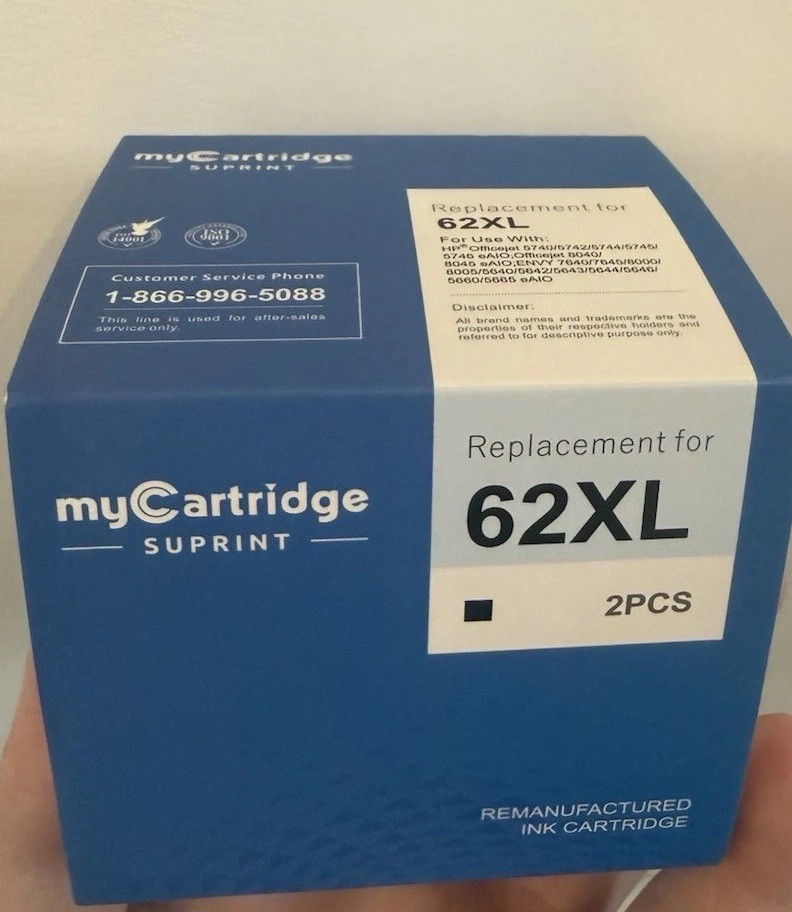 myCartridge SUPRINT 62XL Black Ink Cartridge 2-Pack for HP