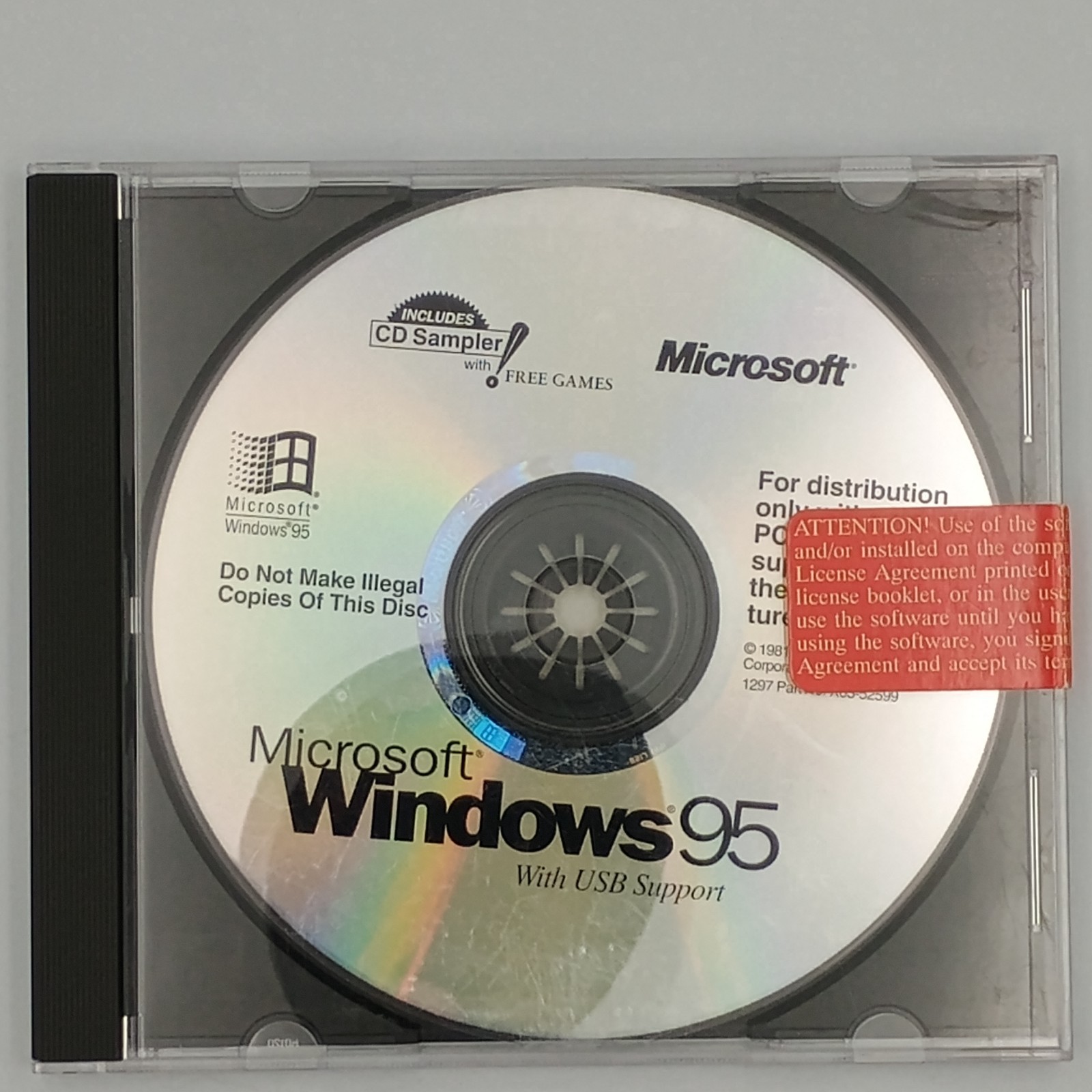 Microsoft Windows 95 OEM CD With USB Support Vintage Software Disc Only