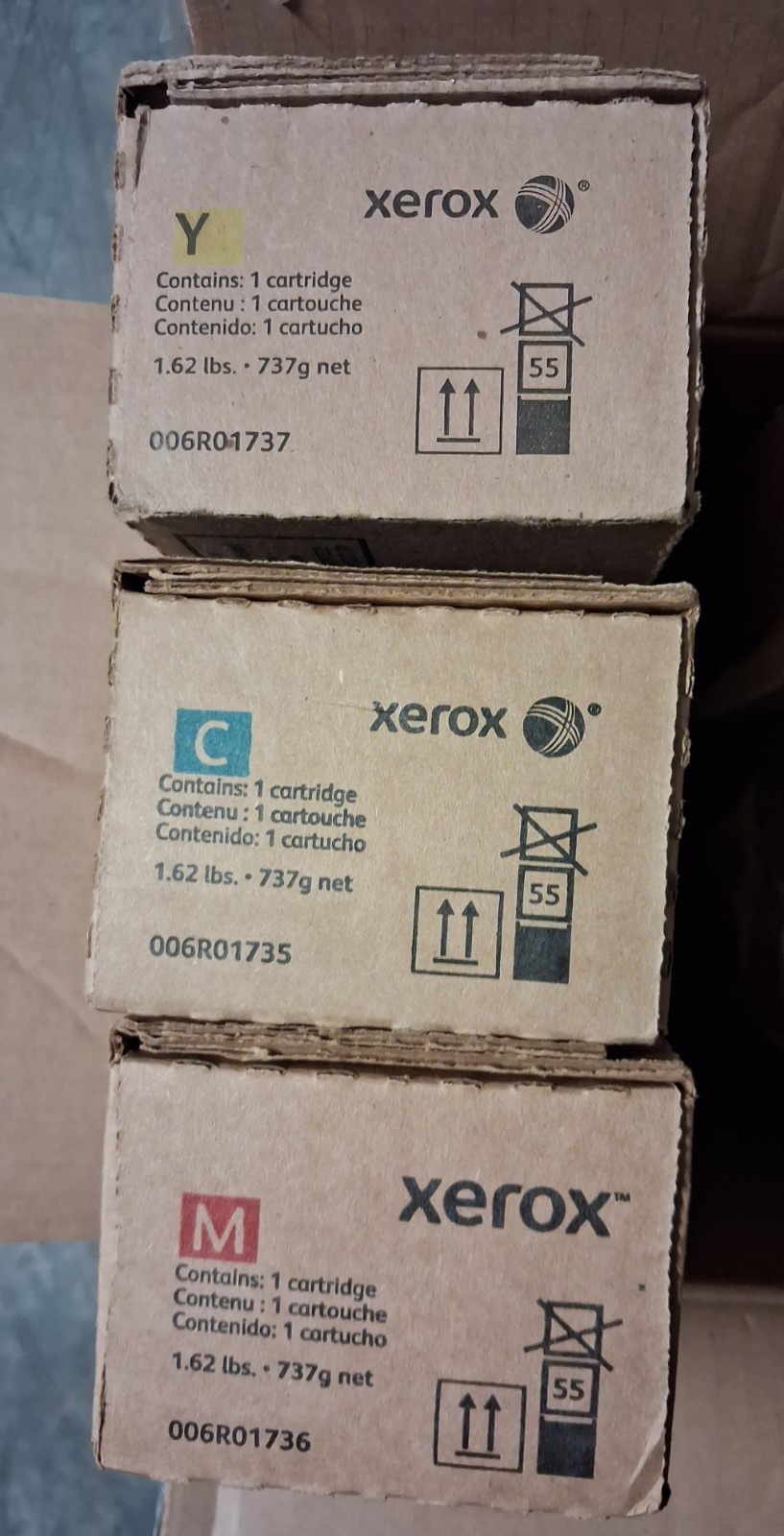 Xerox PrimeLink C9065  3 Color Toner Cartridge Set Yellow Magenta Cyan 